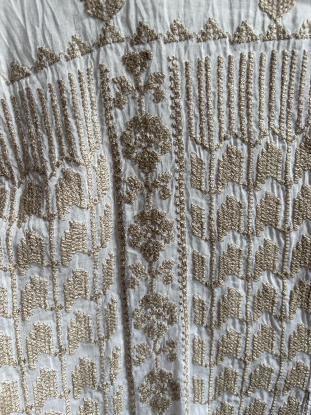 TINY Silk Cotton Blend Embroidered Boho Button Down Tunic Shirt Size Large - Picture 8 of 15